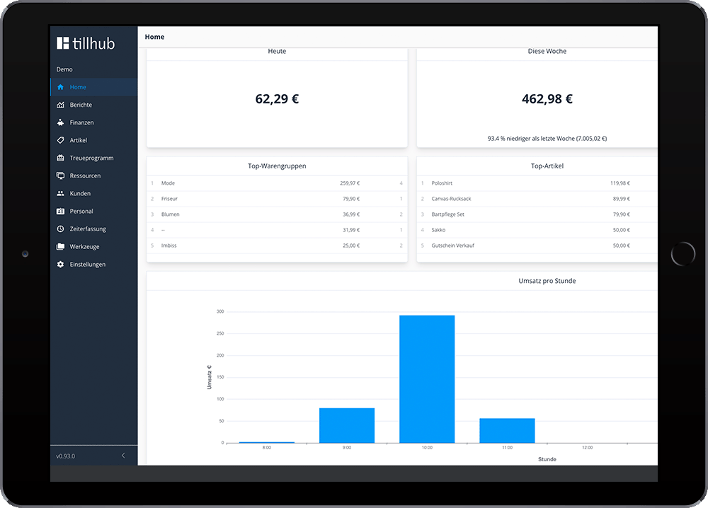 Tillhub Kassensystem Screenshot - Automatische Statistiken